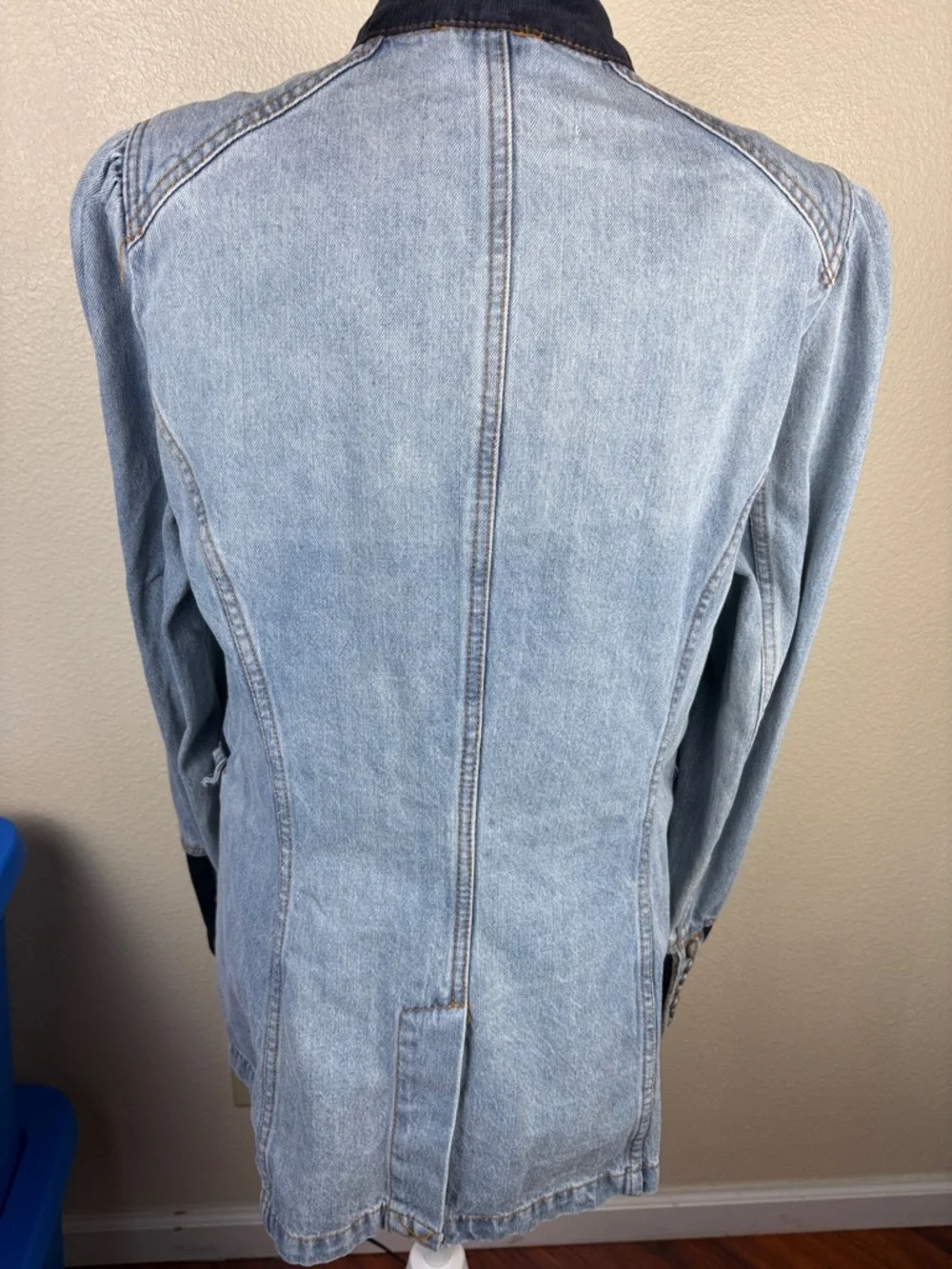 Free People Denim Seamed And Structured Jacket Size XL Military 90s - Picture 8 of 16